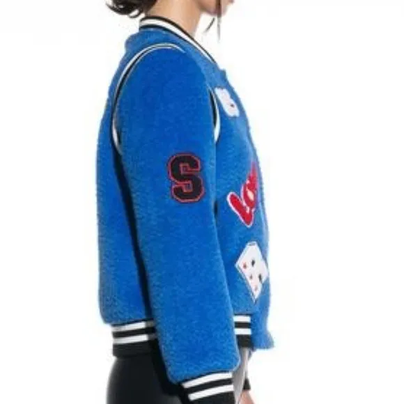 Blue Varsity Jacket with Patches