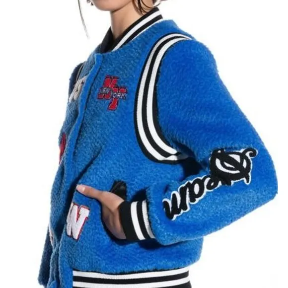 Blue Varsity Jacket with Patches