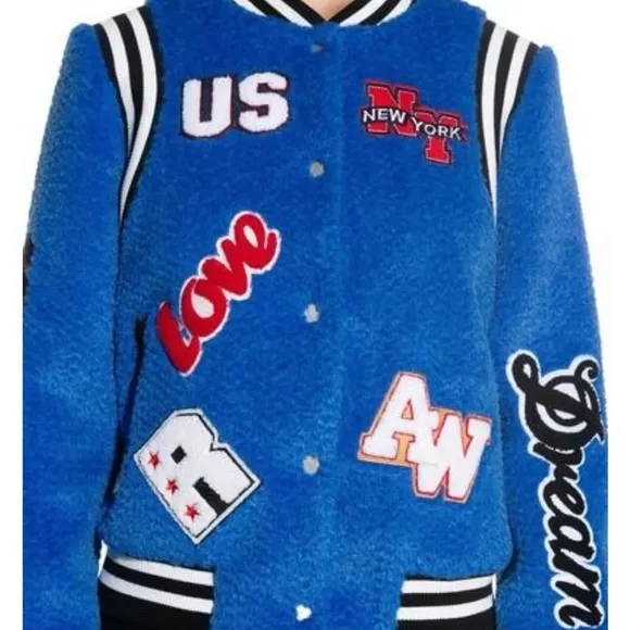Blue Varsity Jacket with Patches