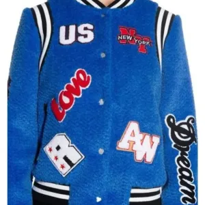 Blue Varsity Jacket with Patches