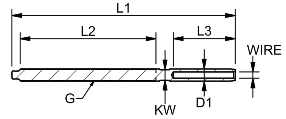 Bluewave Thread Terminal Long 5/16" for 4 mm and 5/32" wire
