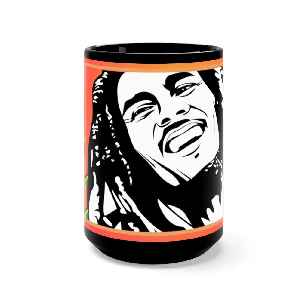 Bob M. One Love w/ Flag Hearts - Black Mug 15oz (Lg)