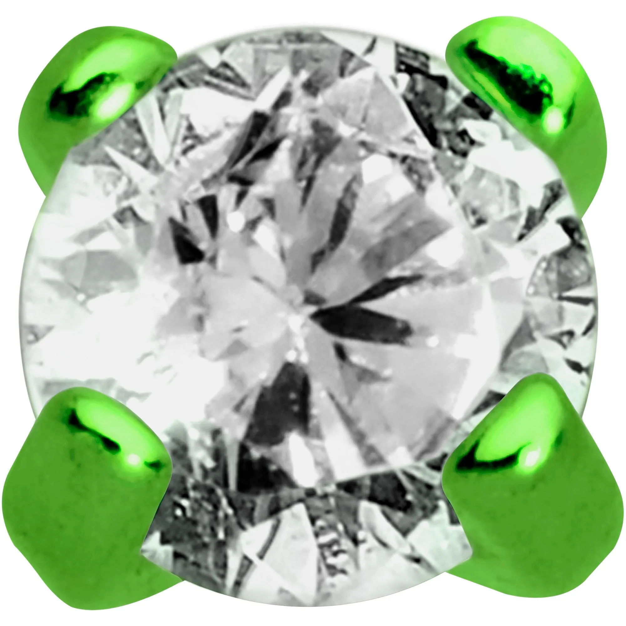 Body Candy Green Titanium IP Steel Clear 2mm Accent Internally Threaded Labret Monroe 16 Gauge 1/4
