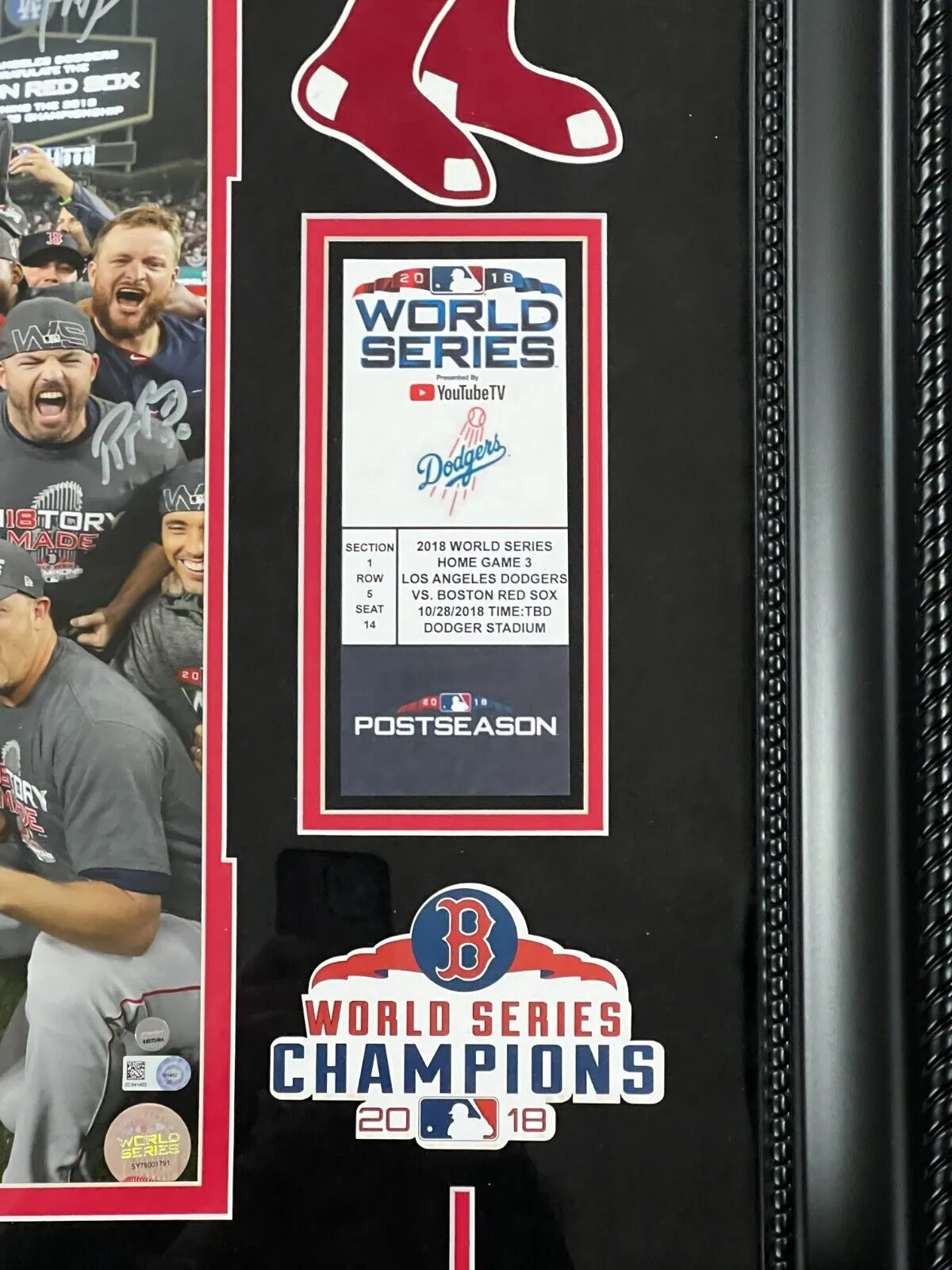 Boston Red Sox 2018 World Champions Team Signed 16x20 Framed Photo MLB/Steiner