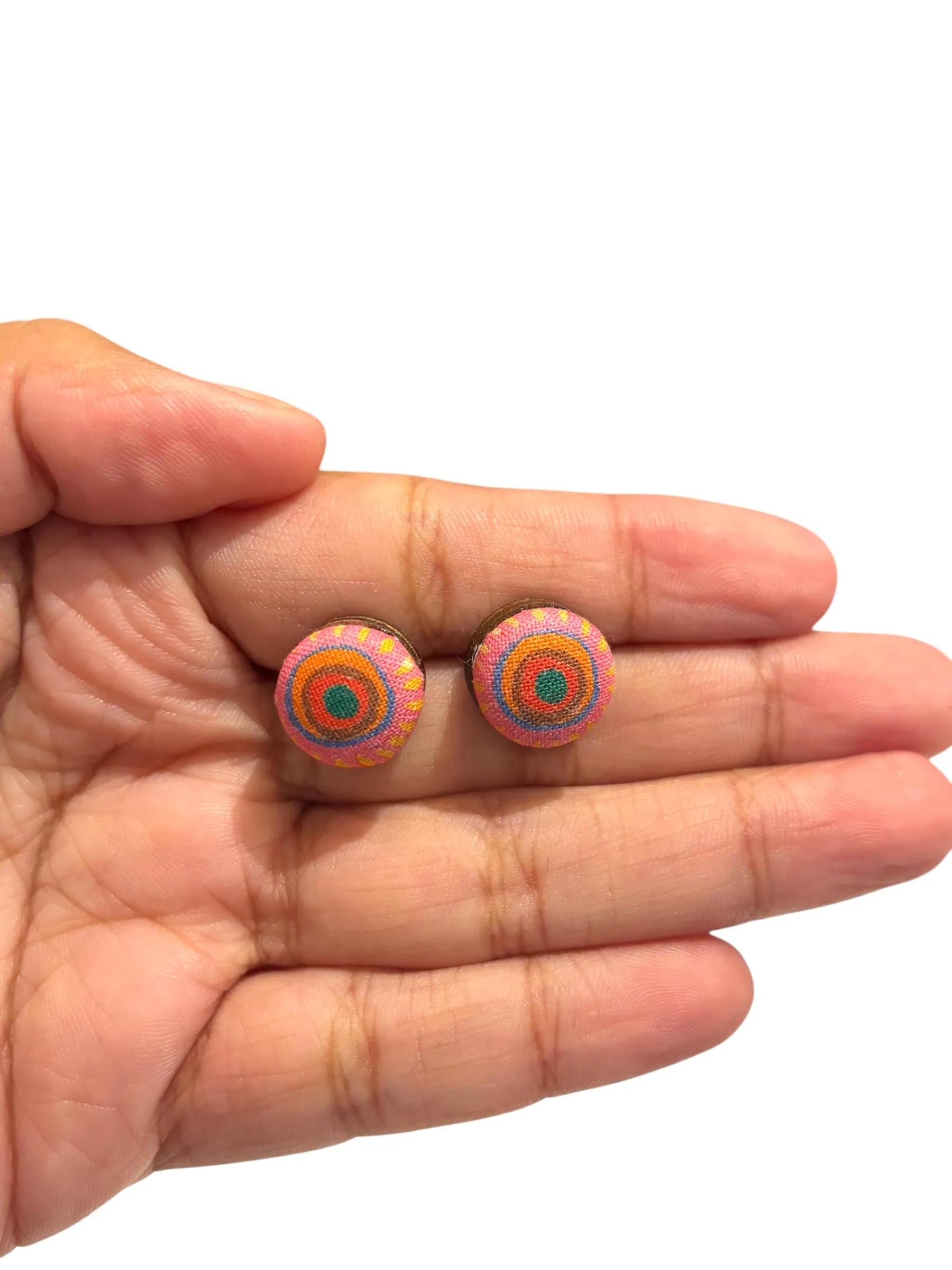 BOTÓN DE AZÚCAR- Small Studs- Artsy Pink and Multi Circles