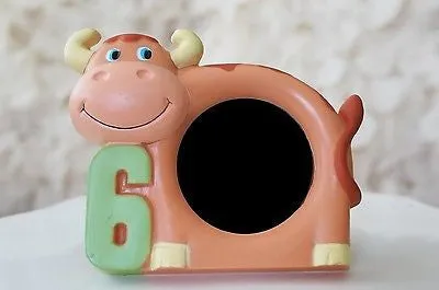 Brown Cow 6th Birthday 6 Years Old Picture Frame 3" x 5" Cute Photo Frame