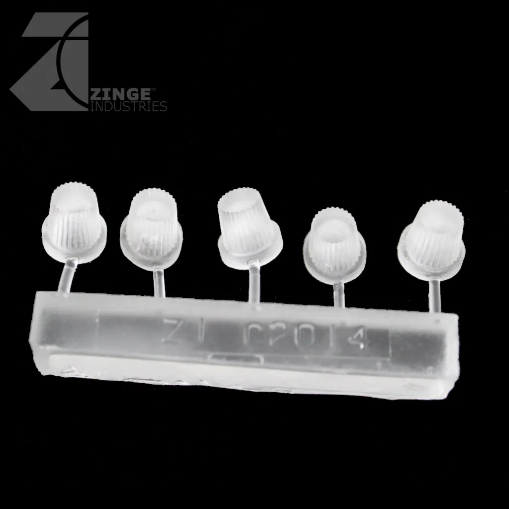 Bulkhead Lights - Sprue of 5 - 10mm Warning Lights - Transparent Light Diffuser