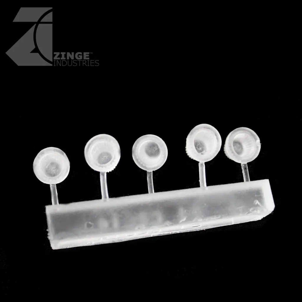 Bulkhead Lights - Sprue of 5 - 10mm Warning Lights - Transparent Light Diffuser