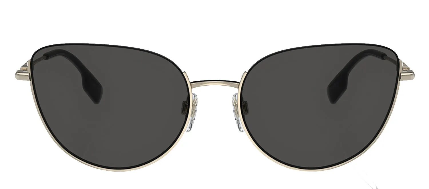 Burberry BE 3144 110987 Cat Eye Metal Gold Sunglasses with Dark Grey Lens