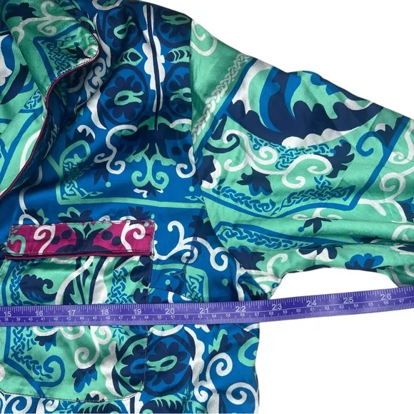 By Anthropologie Silky Artsy Abstract Printed Button Down Collard Pajama Top