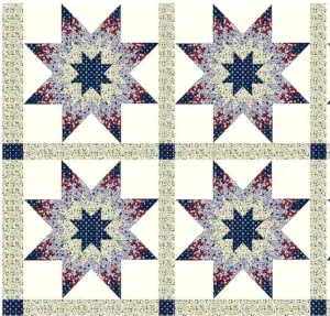 Calico Star Navy 90" x 35" Cheater Quilt Top Print 637