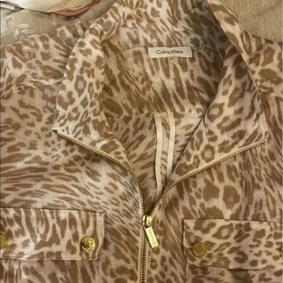Calvin Klein animal print leopard safari jacket