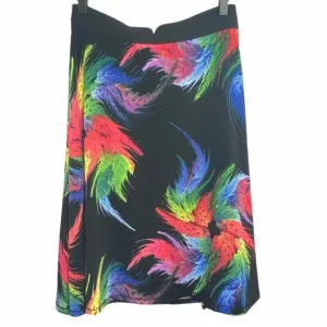 Carmen Marc Valvo Colorful Skirt Black Size 8 A- Knee Length Stretch Artsy