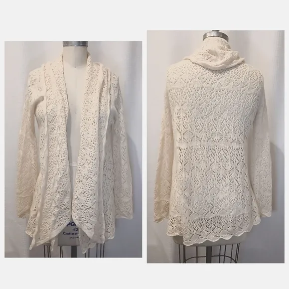 Cashmere Cream Colored Sweater Cardigan Size M