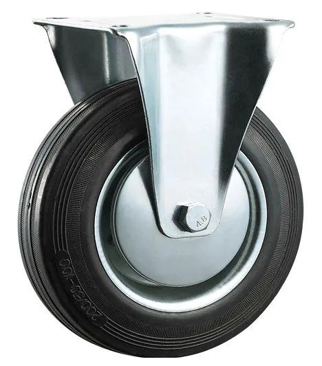 Castor Wheel Black Rubber Rigid 100mm
