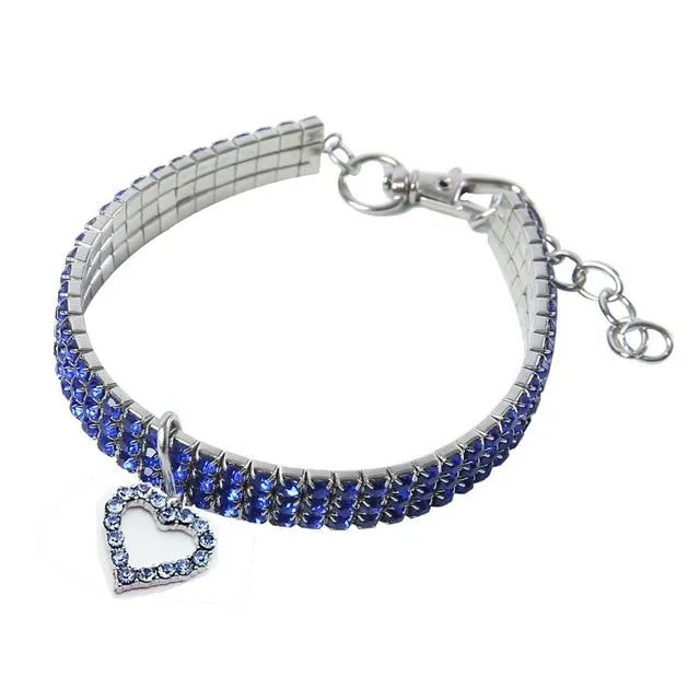 Cat Crystal Heart Collar With Diamante Rhinestone Material