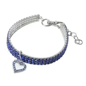 Cat Crystal Heart Collar With Diamante Rhinestone Material