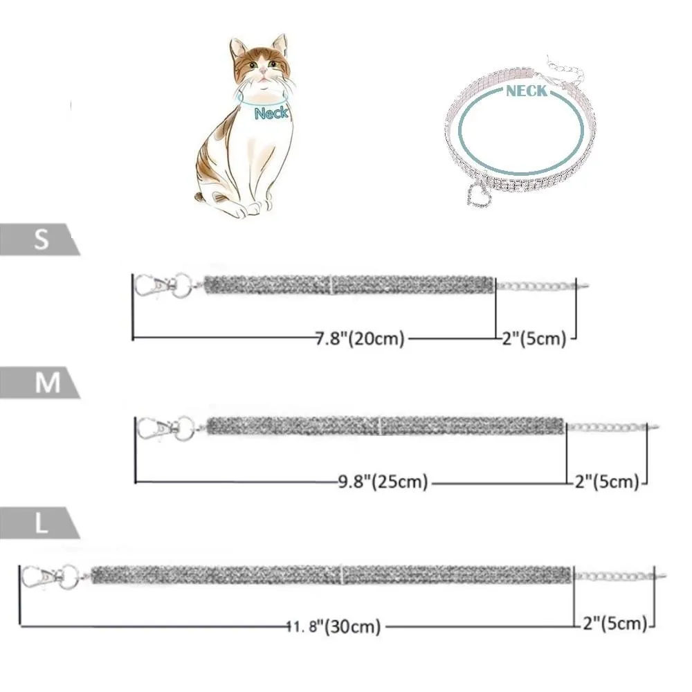 Cat Crystal Heart Collar With Diamante Rhinestone Material