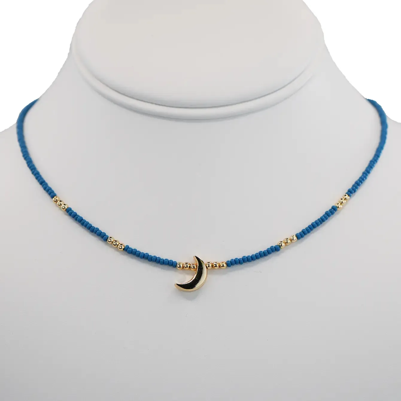 Celestial Moon Pendant Beaded Necklace: Elegant and Mystical