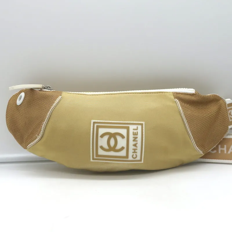Chanel 2005 Sports Line CC Belt Bag Gold Fabric & Mesh