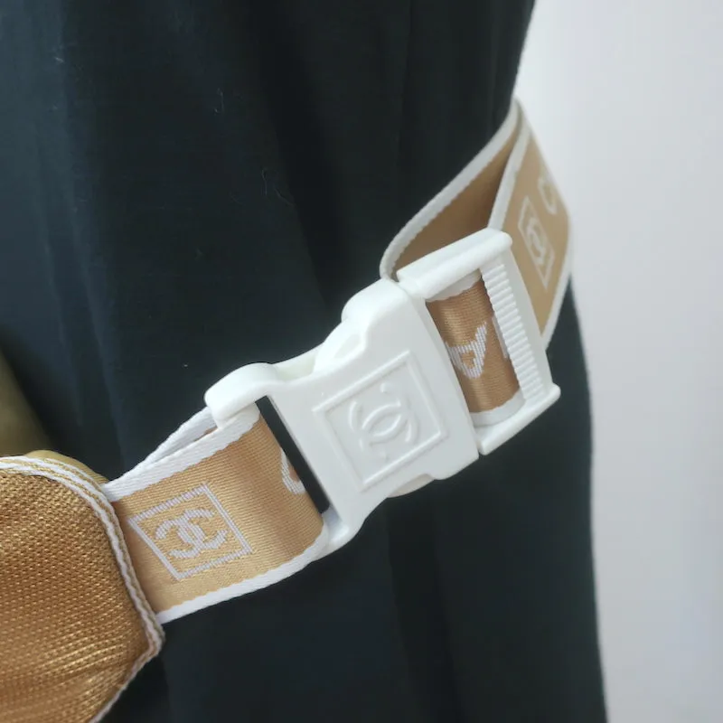Chanel 2005 Sports Line CC Belt Bag Gold Fabric & Mesh