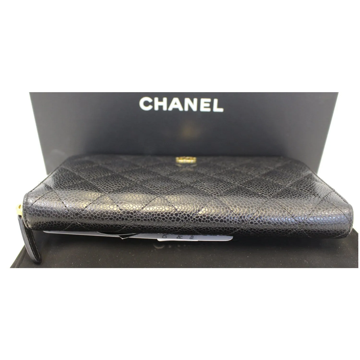 CHANEL Black Caviar Leather Zippy Wallet Black