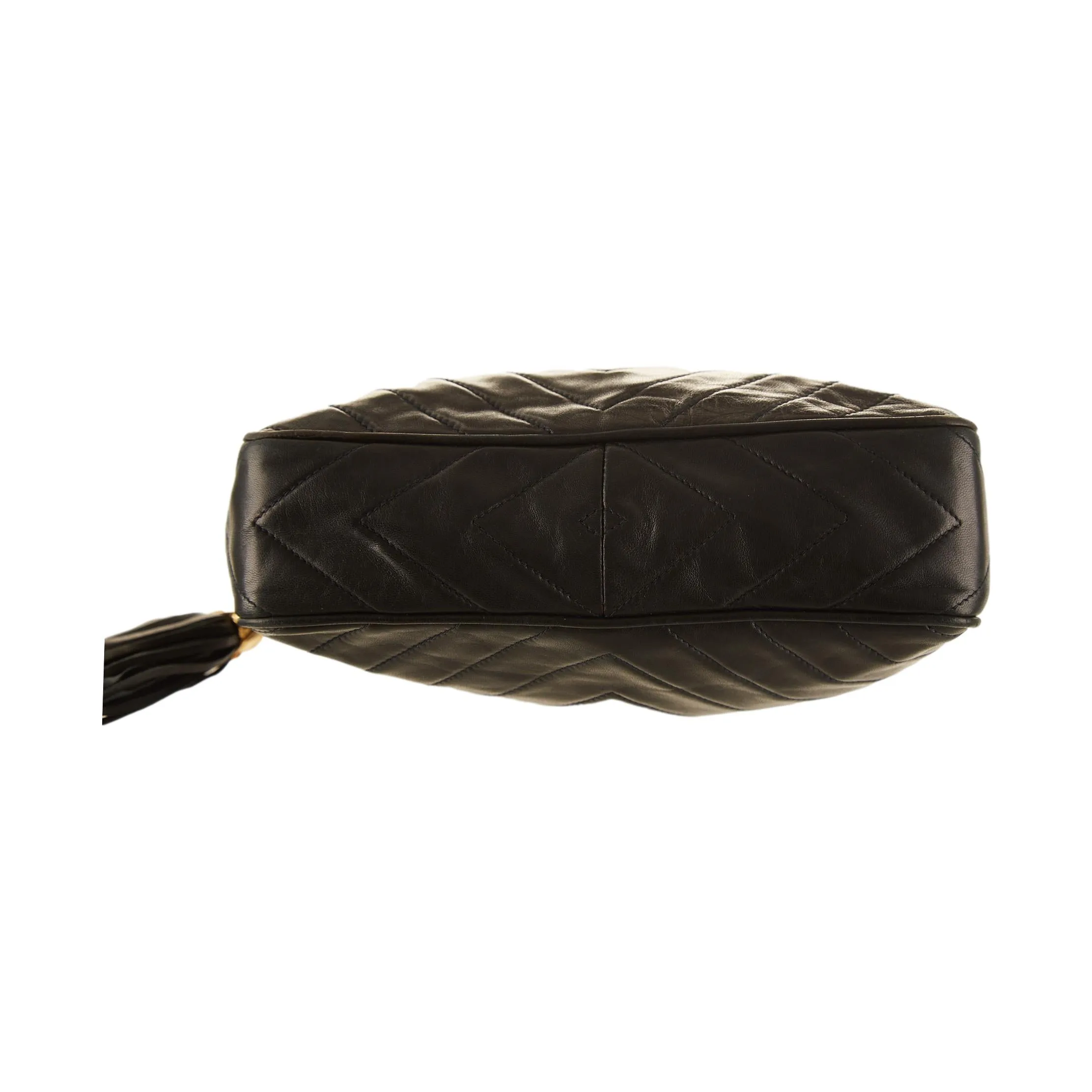 Chanel Black Chevron Logo Chain Shoulder Bag