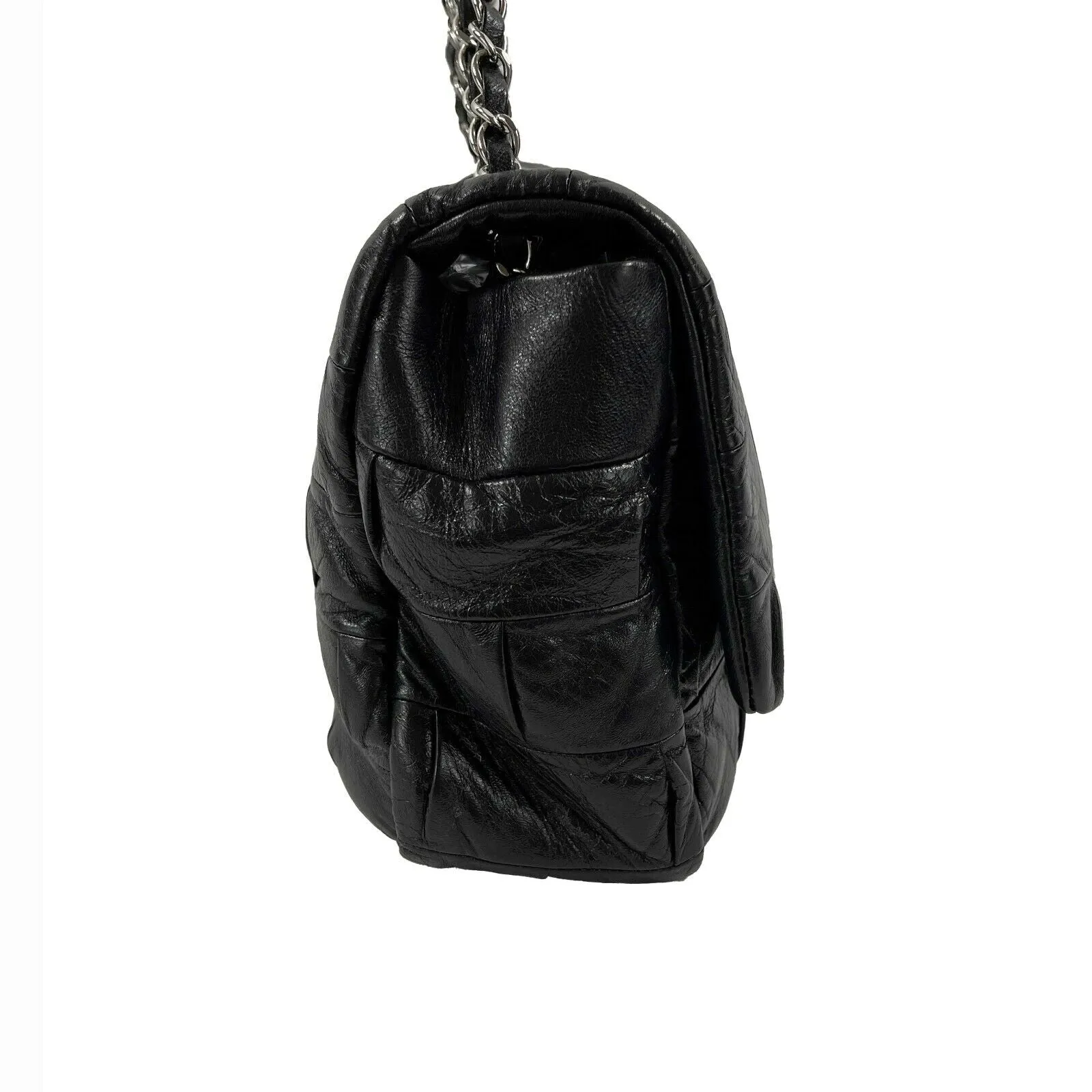 CHANEL - Black Lambskin Igloo Flap - Mademoiselle Turn Lock Crossbody / Shoulder