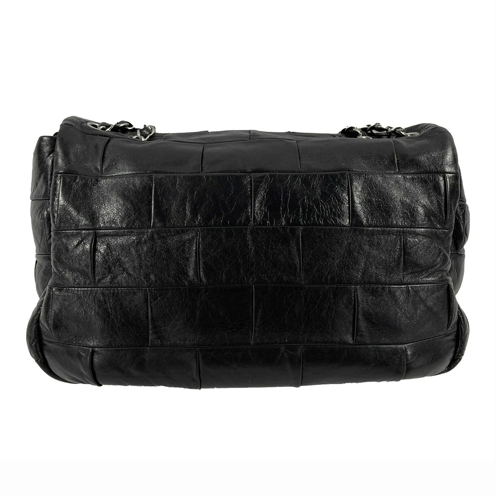 CHANEL - Black Lambskin Igloo Flap - Mademoiselle Turn Lock Crossbody / Shoulder