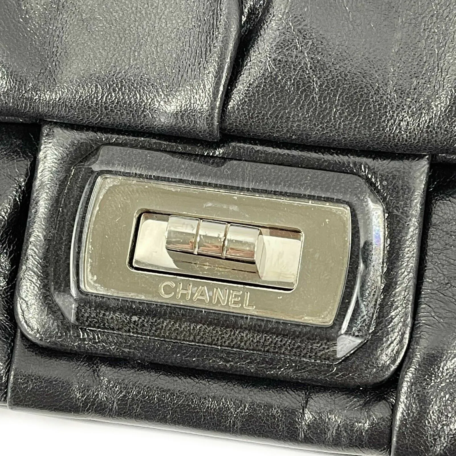 CHANEL - Black Lambskin Igloo Flap - Mademoiselle Turn Lock Crossbody / Shoulder