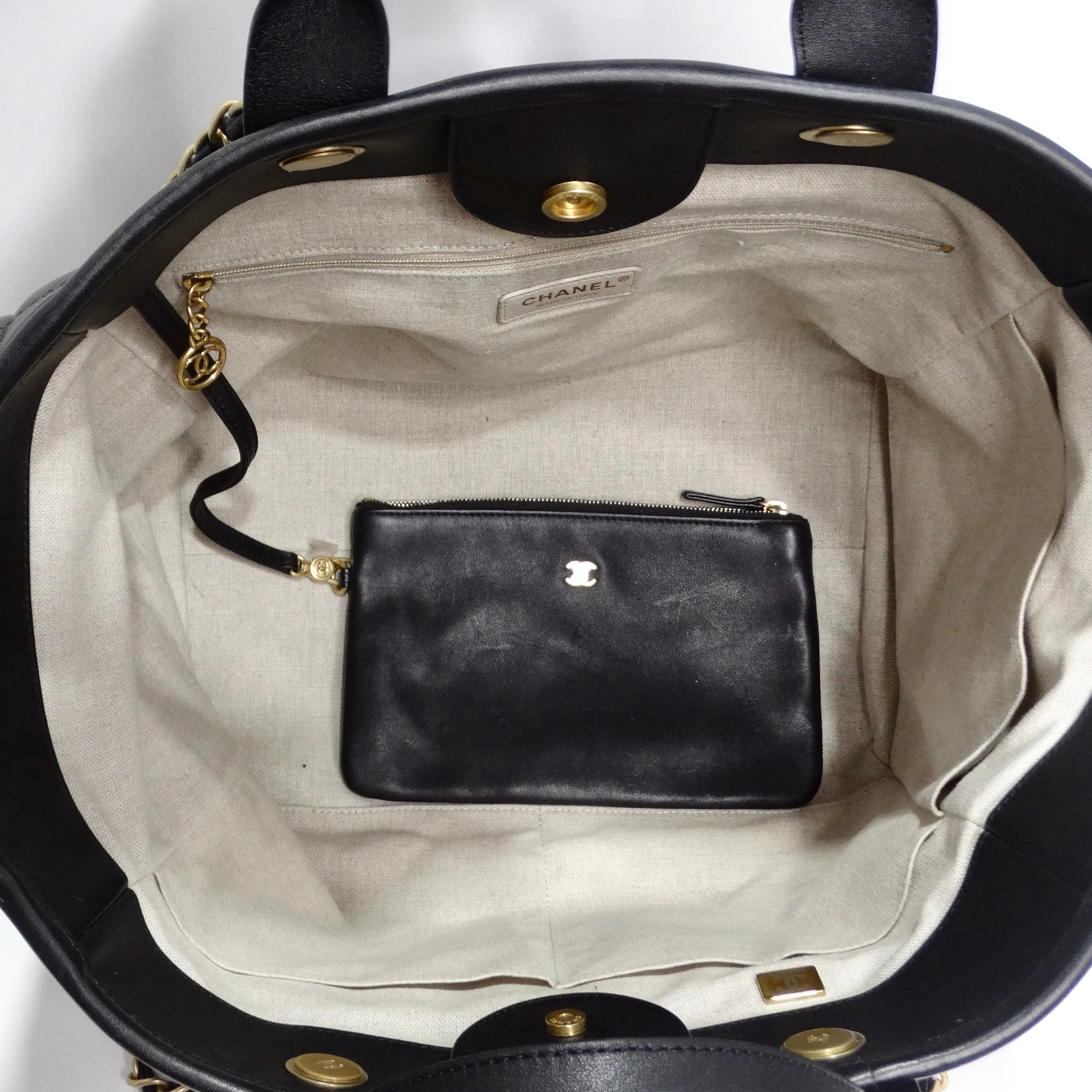 Chanel Calfskin Medium Deauville Tote Black Multicolor