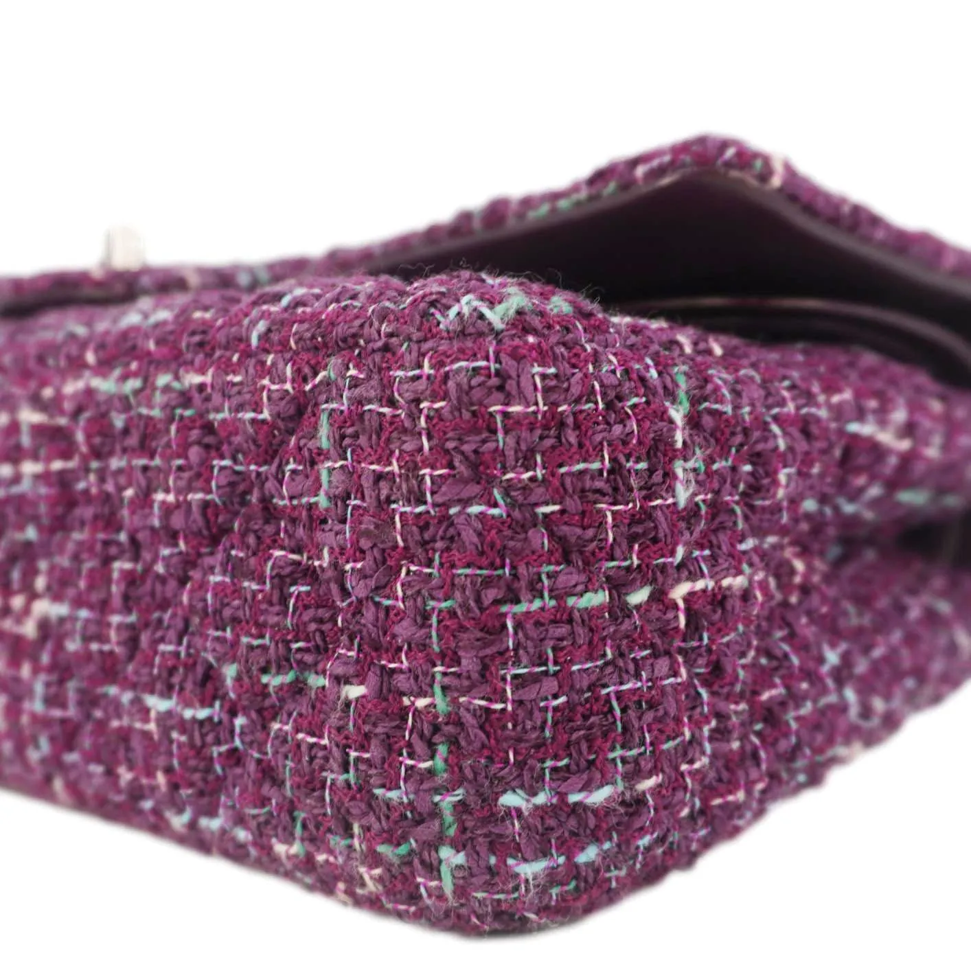 CHANEL Classic Double Flap Tweed Medium Shoulder Bag Purple
