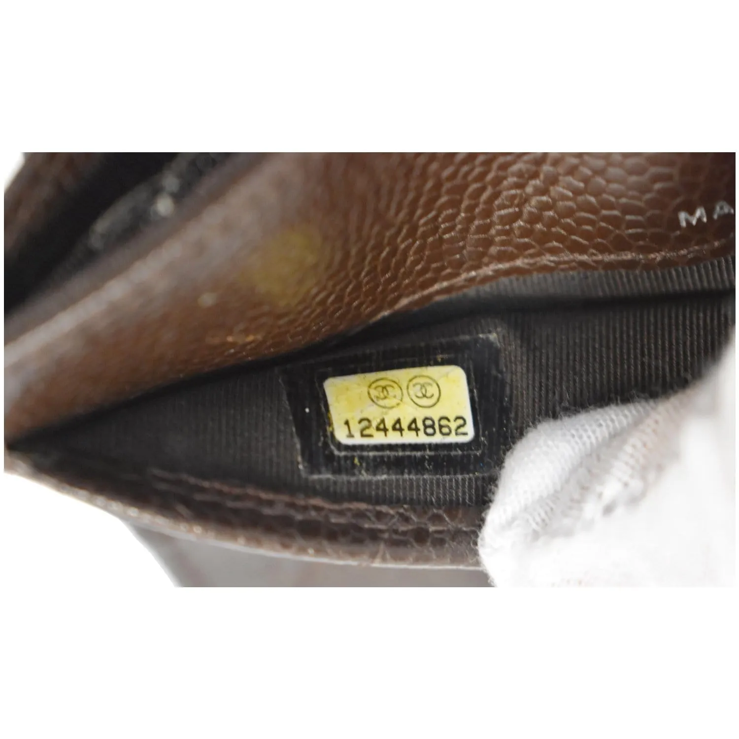 CHANEL Classic Flap Caviar Leather Card Holder Brown