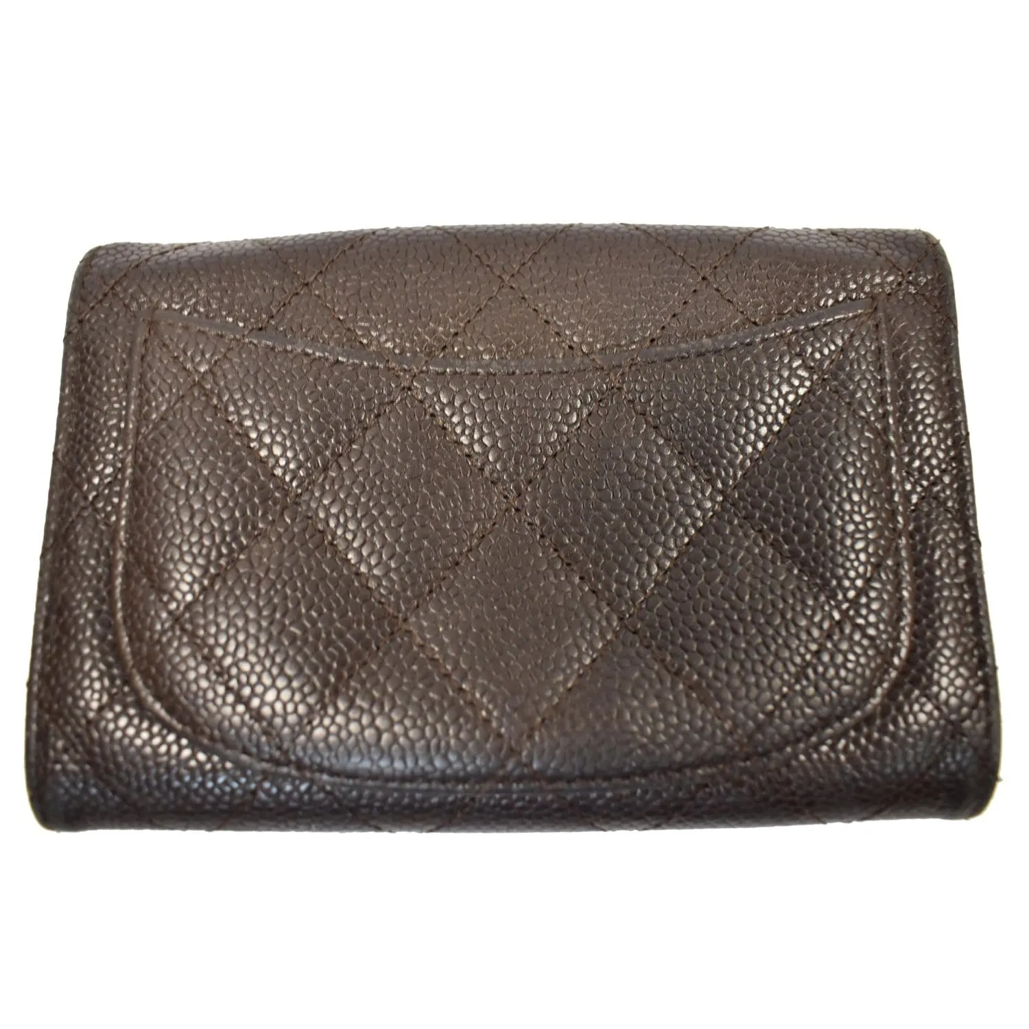 CHANEL Classic Flap Caviar Leather Card Holder Brown