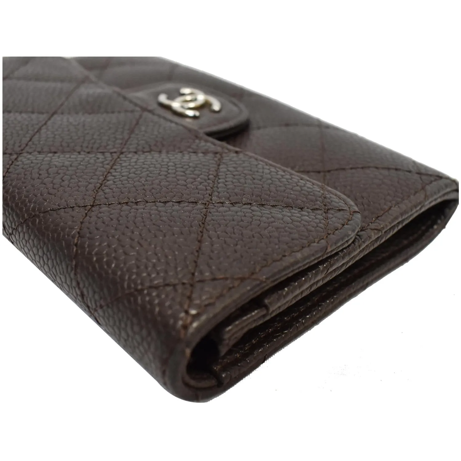 CHANEL Classic Flap Caviar Leather Card Holder Brown