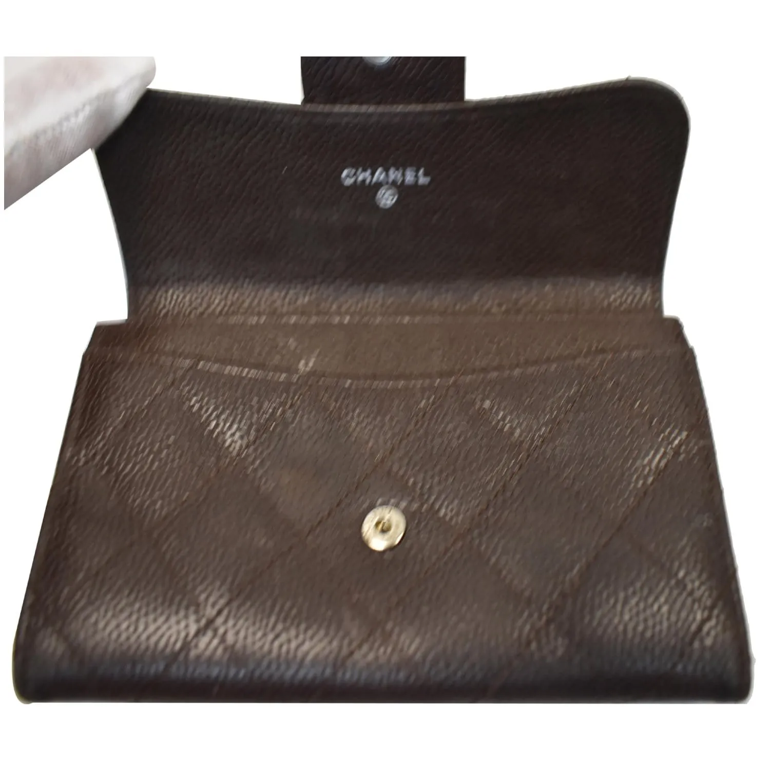CHANEL Classic Flap Caviar Leather Card Holder Brown