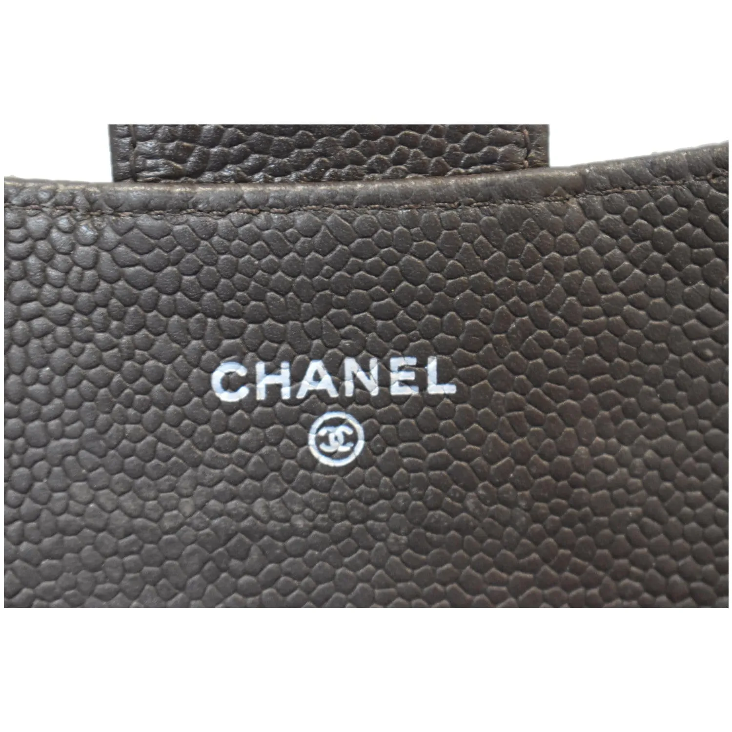 CHANEL Classic Flap Caviar Leather Card Holder Brown