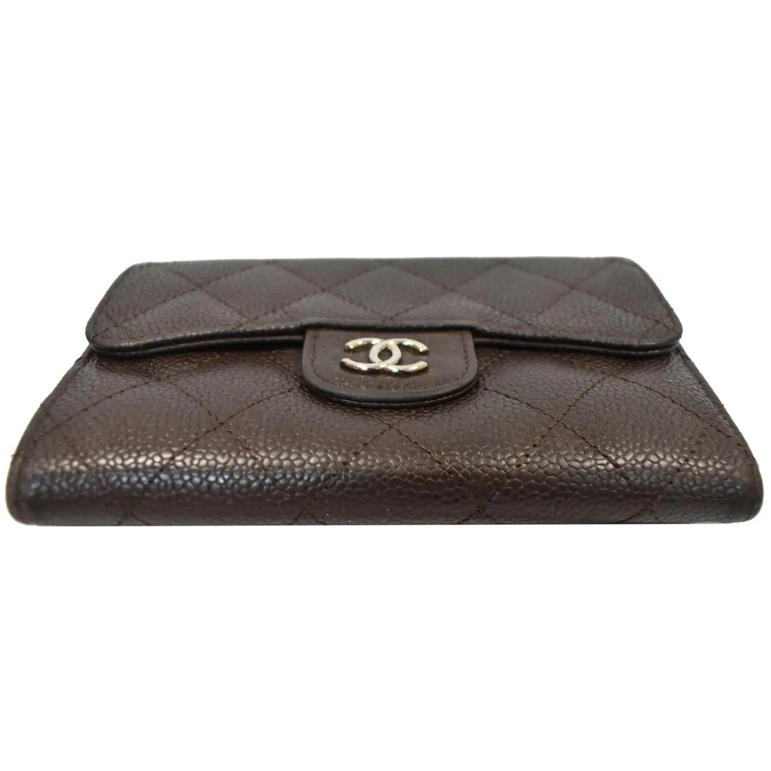 CHANEL Classic Flap Caviar Leather Card Holder Brown