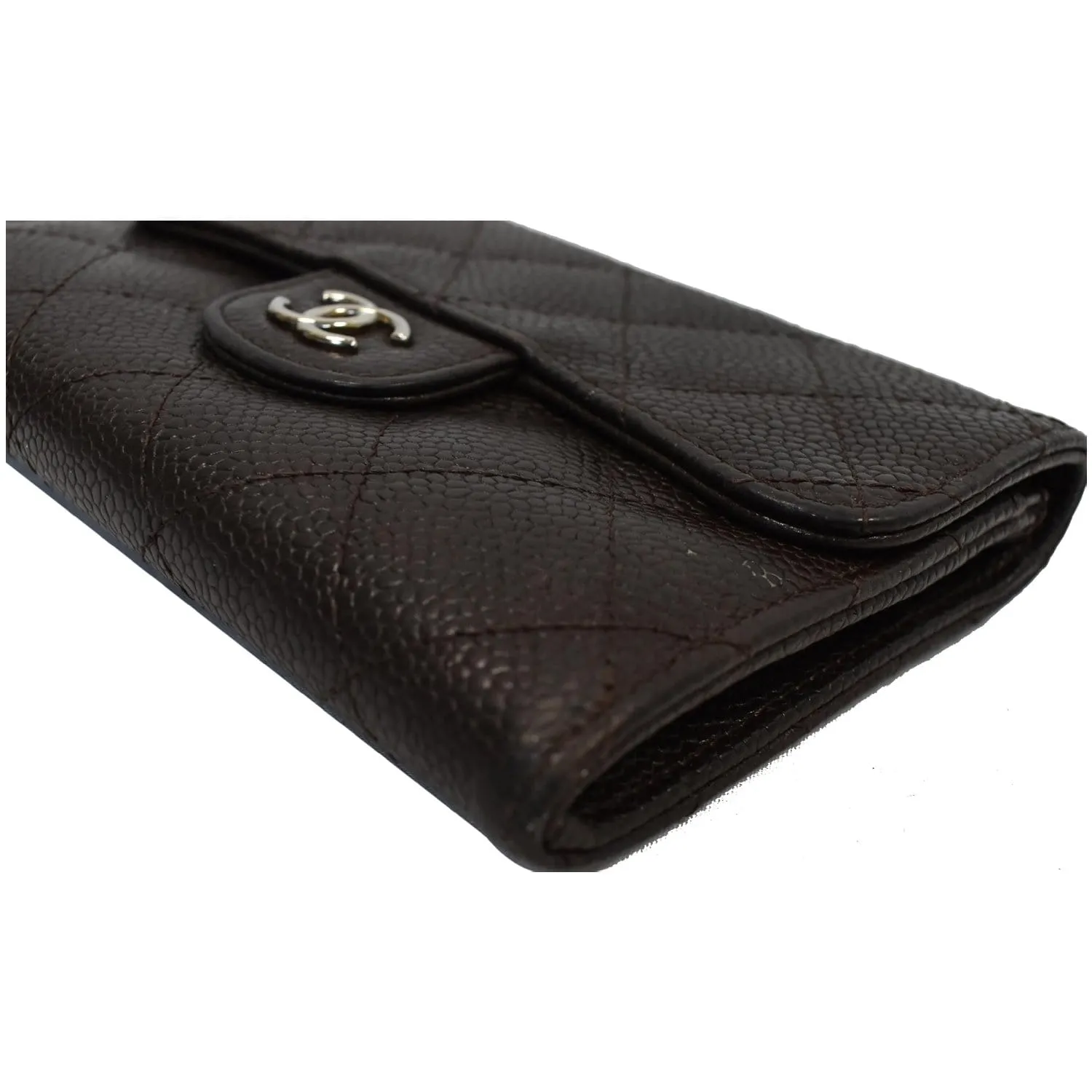 CHANEL Classic Flap Caviar Leather Card Holder Brown