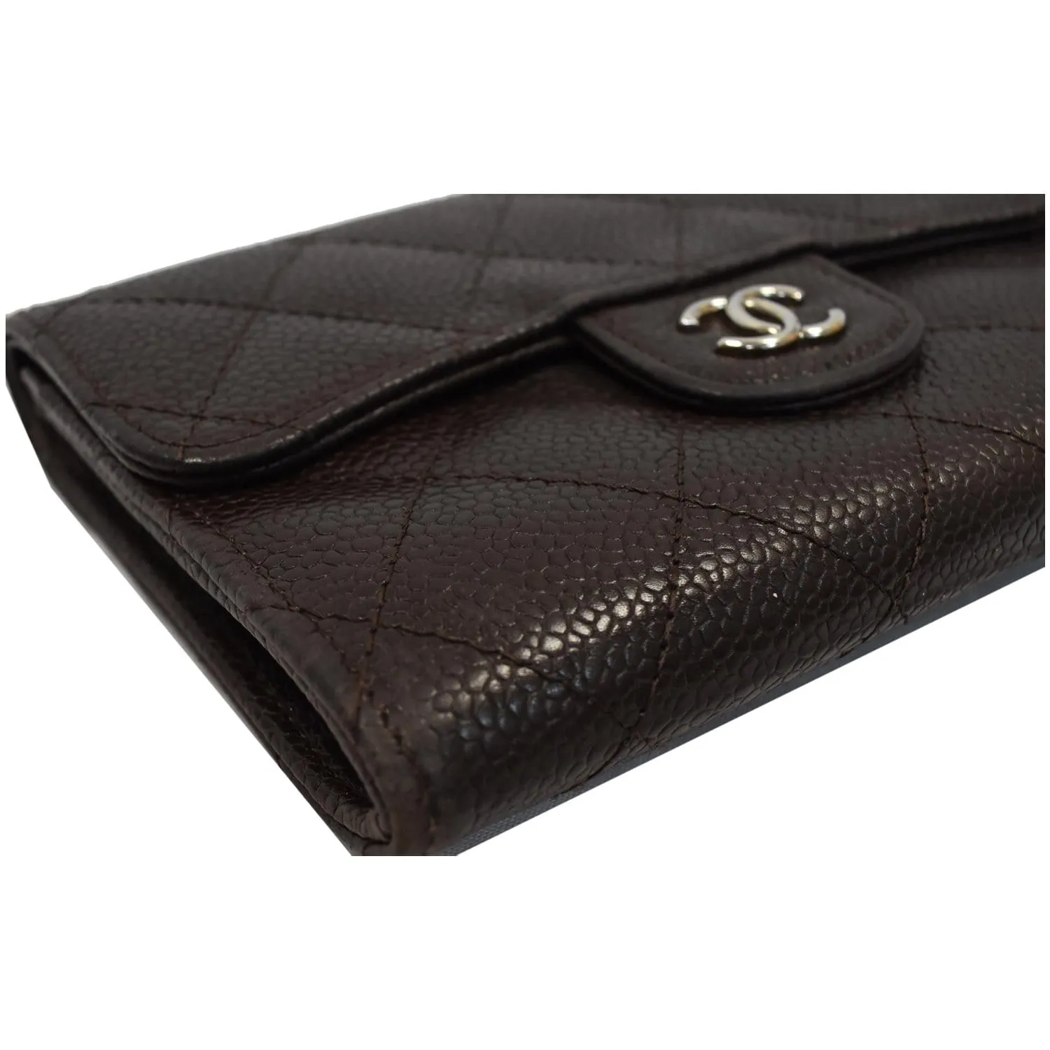 CHANEL Classic Flap Caviar Leather Card Holder Brown