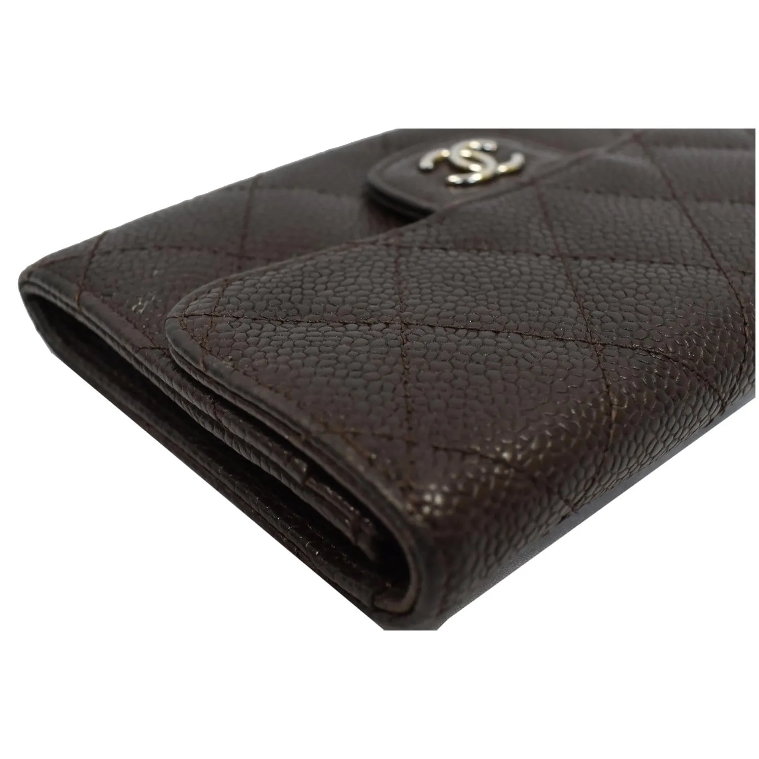 CHANEL Classic Flap Caviar Leather Card Holder Brown