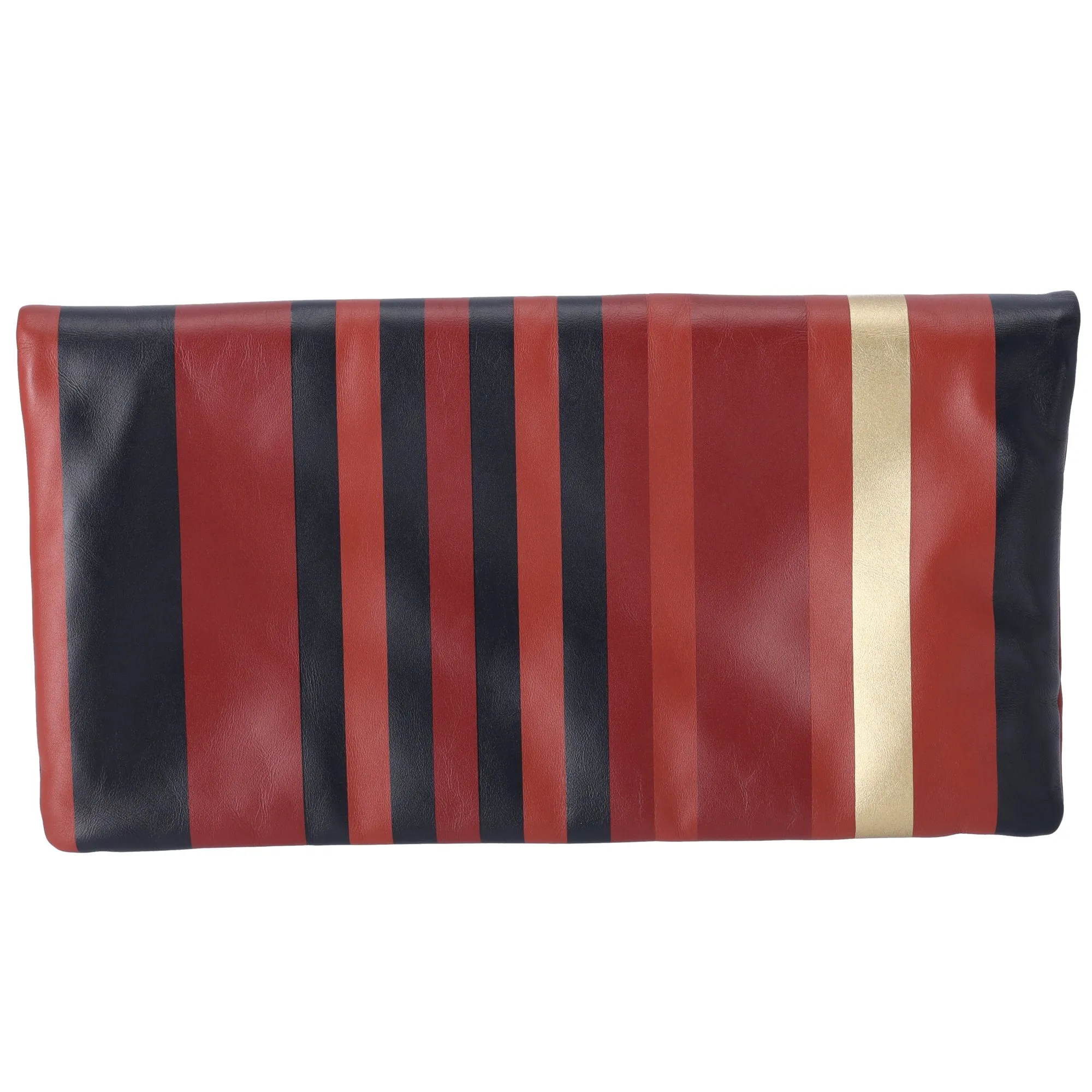 Chanel Paris Greece Black Gold Burgundy Stripe Calfskin CC Flap Clutch