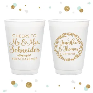 Cheers to the Mr and Mrs - 12oz or 16oz Frosted Unbreakable Plastic Cup #110