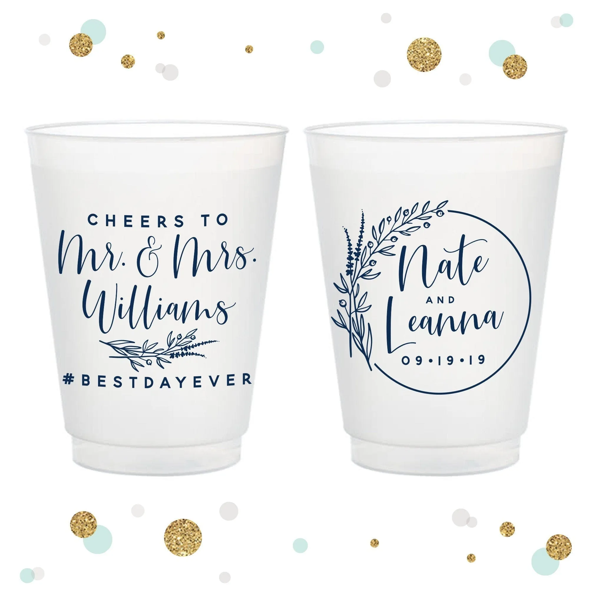 Cheers to The Mr and Mrs - 12oz or 16oz Frosted Unbreakable Plastic Cup #140