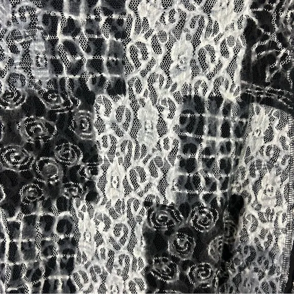 CHICO'S Burnout JACKET 1 M 8 Felt Lace Black Whimsigoth Silk Boho Witchy Goth​