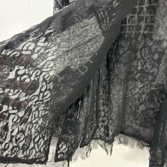 CHICO'S Burnout JACKET 1 M 8 Felt Lace Black Whimsigoth Silk Boho Witchy Goth​