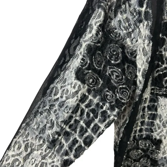 CHICO'S Burnout JACKET 1 M 8 Felt Lace Black Whimsigoth Silk Boho Witchy Goth​