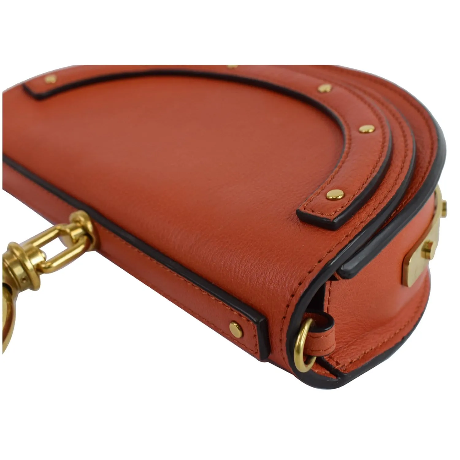 CHLOE Small Nile Bracelet Minaudiere Leather Clutch Bag Red