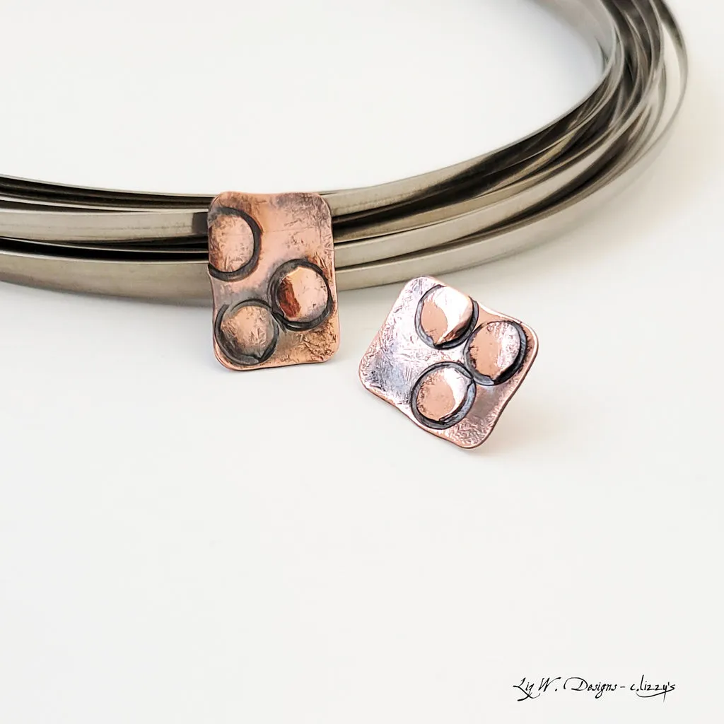 Circle Art in Copper - Post Earrings