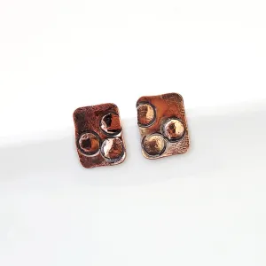 Circle Art in Copper - Post Earrings